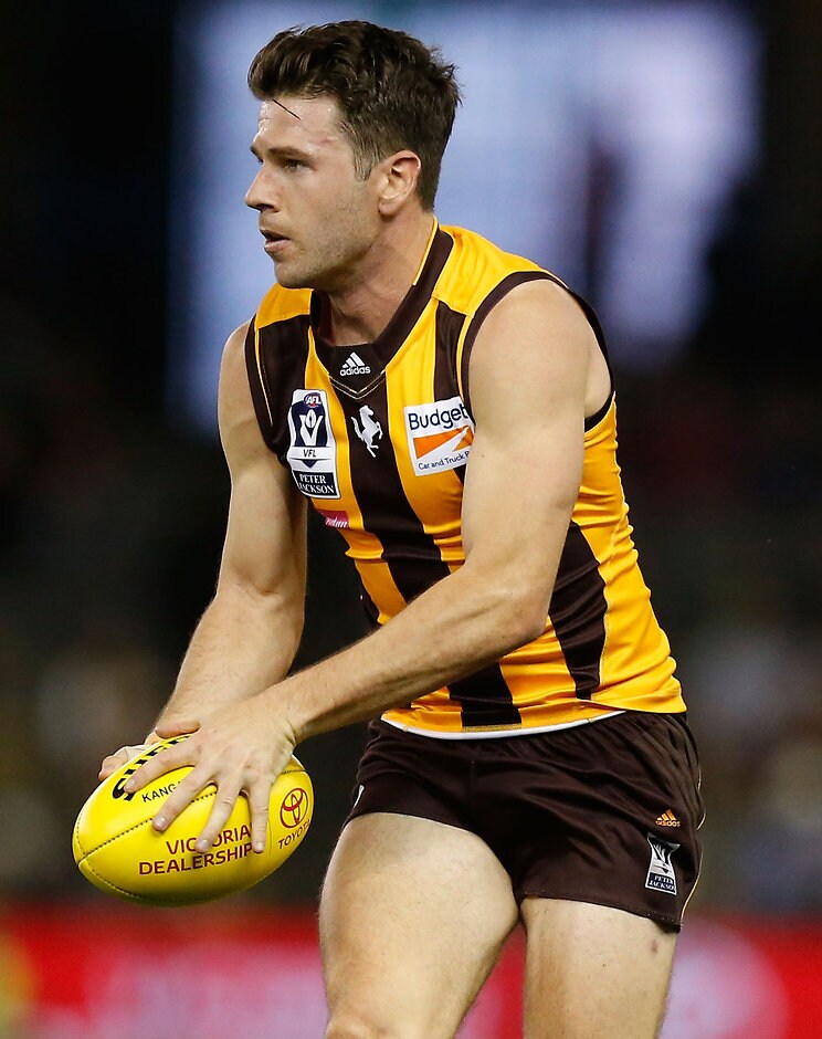 2015 VFL Grand Final - Williamstown v Box Hill MELBOURNE, AUSTRALIA - SEPTEMBER 27: Jonathan Simpkin of Box Hill during the 2015 VFL Grand Final match between the Williamstown Seagulls and the Box Hill Hawks at Etihad Stadium, Melbourne, Australia on September 27, 2015. (Photo by Adam Trafford/AFL Media)